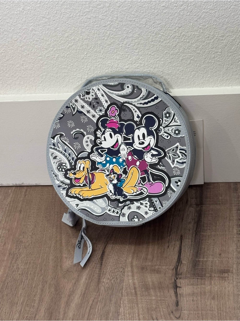 Vera Bradley Gray Round Storage Case with Mickey, Minnie & Pluto